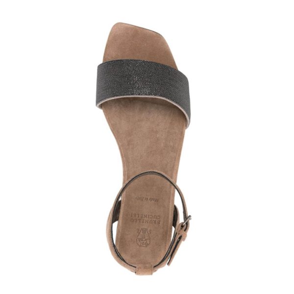Brunello Cucinelli Monili-detail Suede Sandals at Enigma Boutique