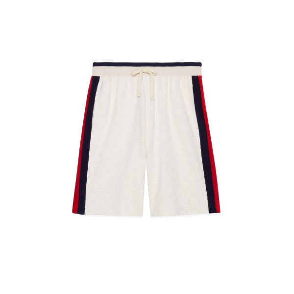 Gucci GG Cotton Terry Cloth Shorts With Web at Enigma Boutique