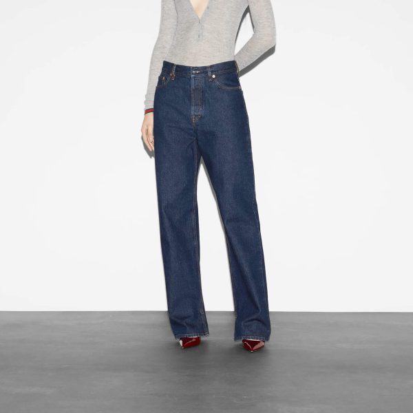 Gucci Denim Trouser With Gucci Label at Enigma Boutique