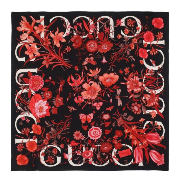 Gucci Floral GUCCI Print Silk Carré - Image 2