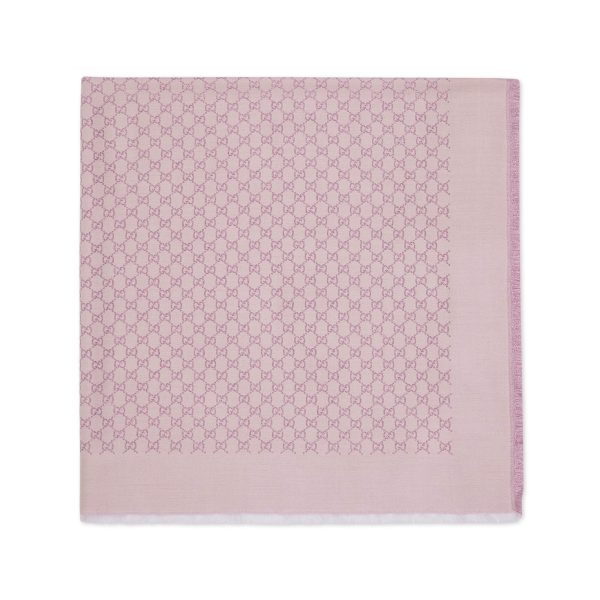 Gucci GG Jacquard Wool Silk Lamé Shawl