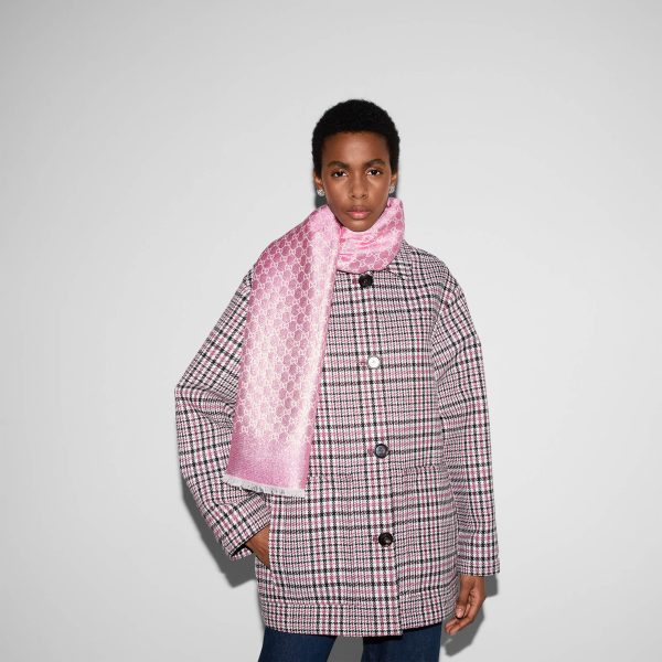 Gucci GG Jacquard Wool Silk Lamé Shawl - Image 3