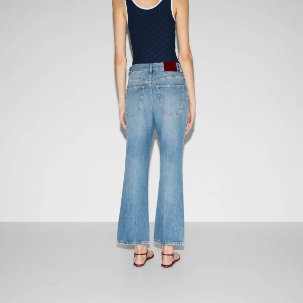 Gucci Cropped Flared Denim Trousers - Image 3