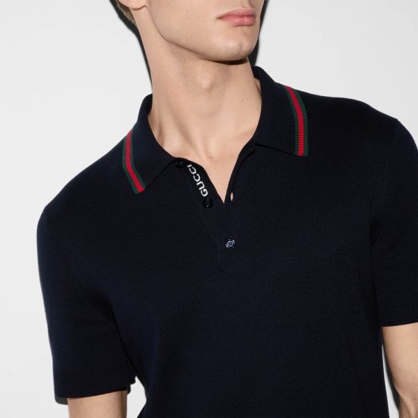 Gucci Silk Cotton Polo Shirt With Web - Image 4