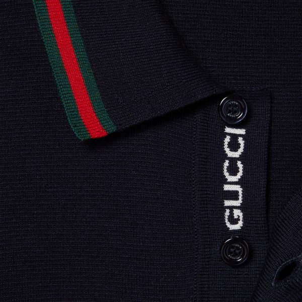 Gucci Silk Cotton Polo Shirt With Web - Image 5