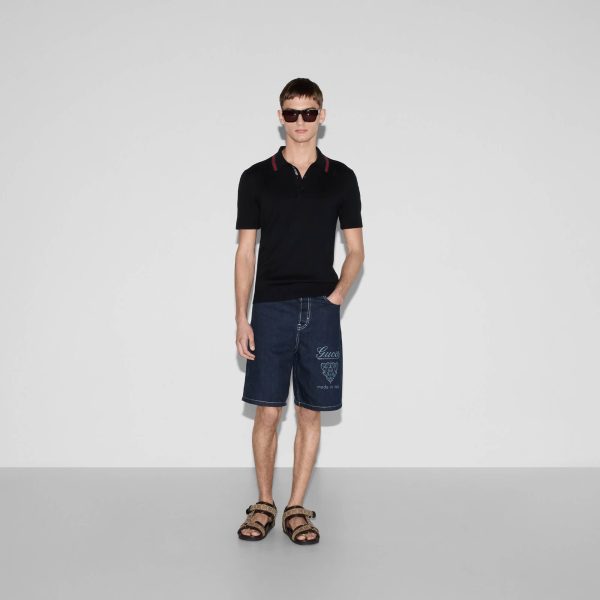 Gucci Silk Cotton Polo Shirt With Web - Image 6