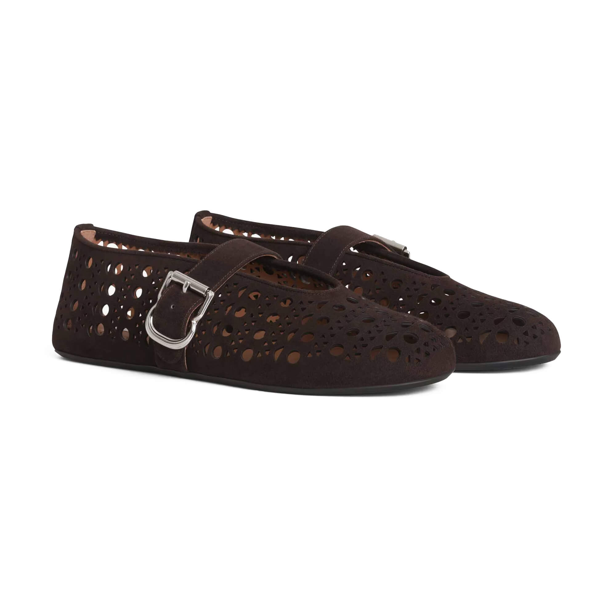 Alaïa Ballet Flats Vienne In Suede at Enigma Boutique