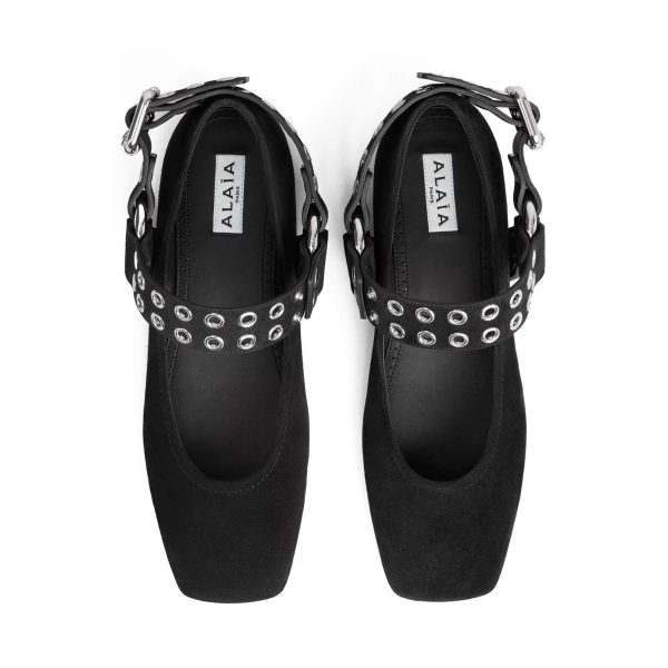 Alaïa Biker Ballet Flats In Suede - Image 3