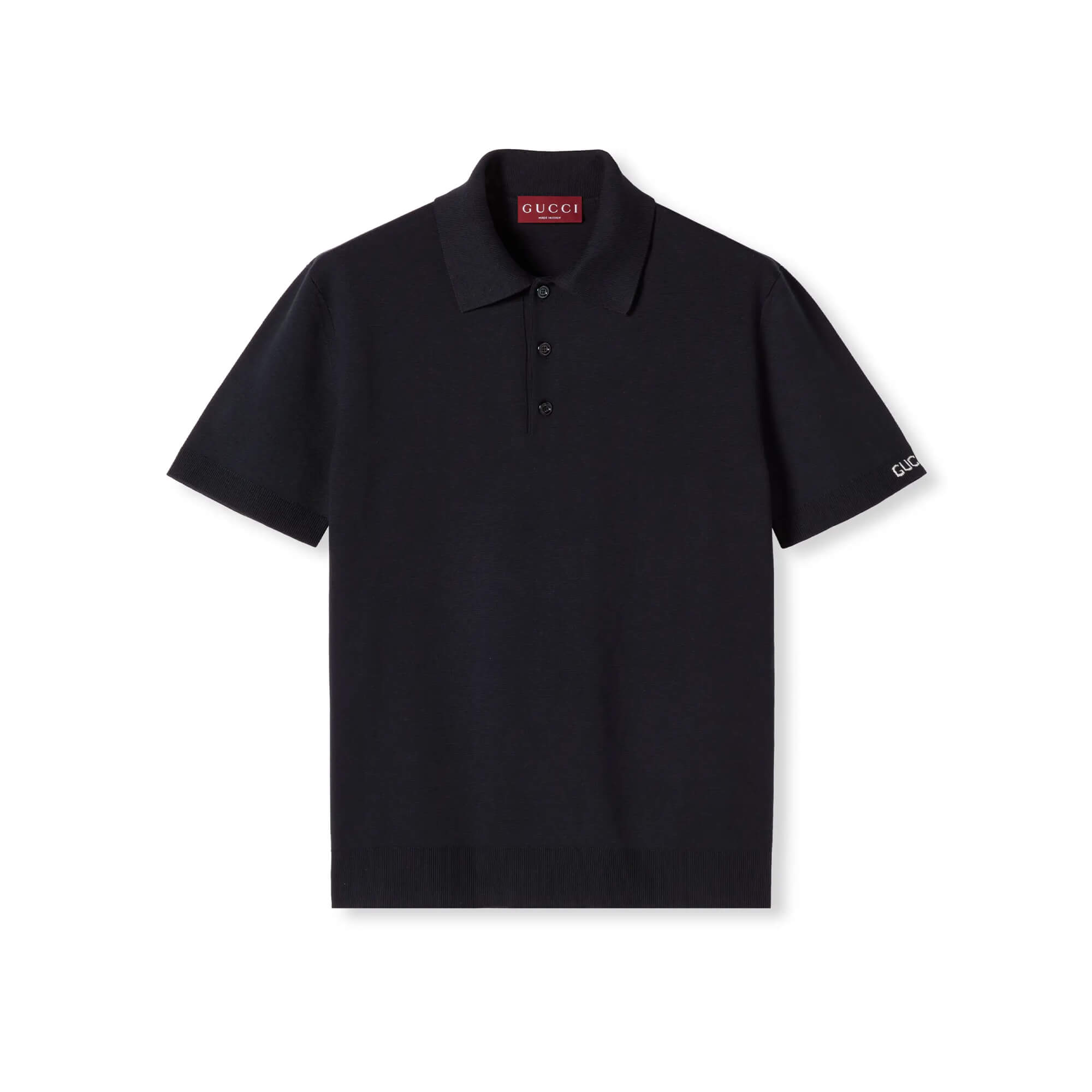 Gucci Silk Cotton Knit Polo Shirt at Enigma Boutique
