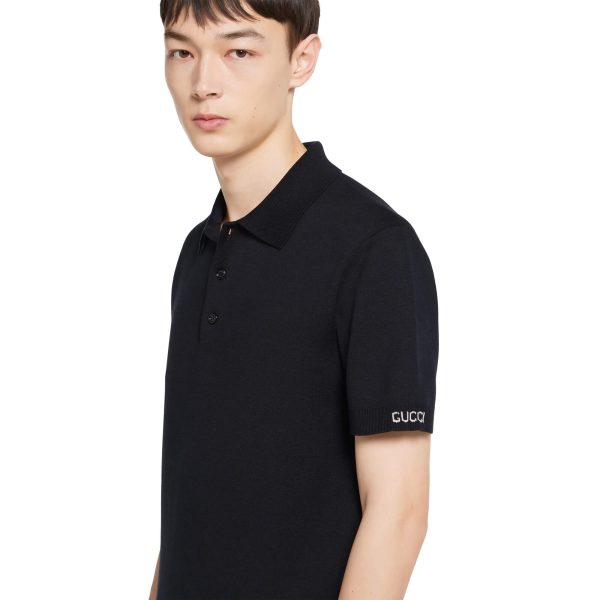 Gucci Silk Cotton Knit Polo Shirt - Image 4