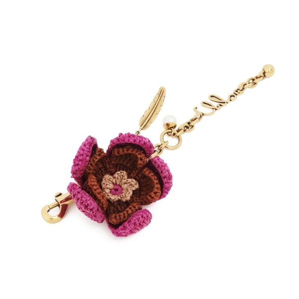Chloé Flower Bag Charm In Raffia & Metal - Image 2