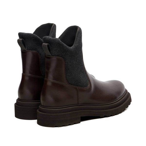 Brunello Cucinelli Leather Sock Boots - Image 3