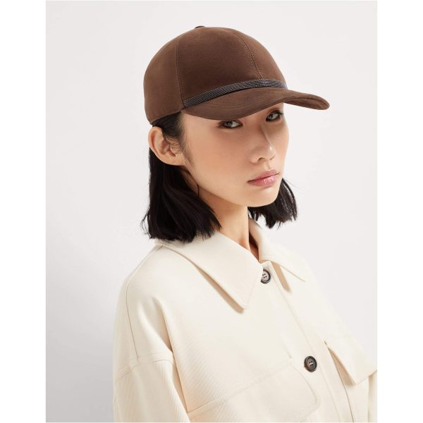 Brunello Cucinelli Suede Baseball Cap With Shiny Band - Image 3