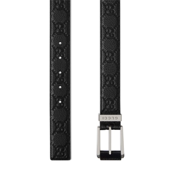 Gucci Embossed GG Belt With Squared Buckl - Image 2