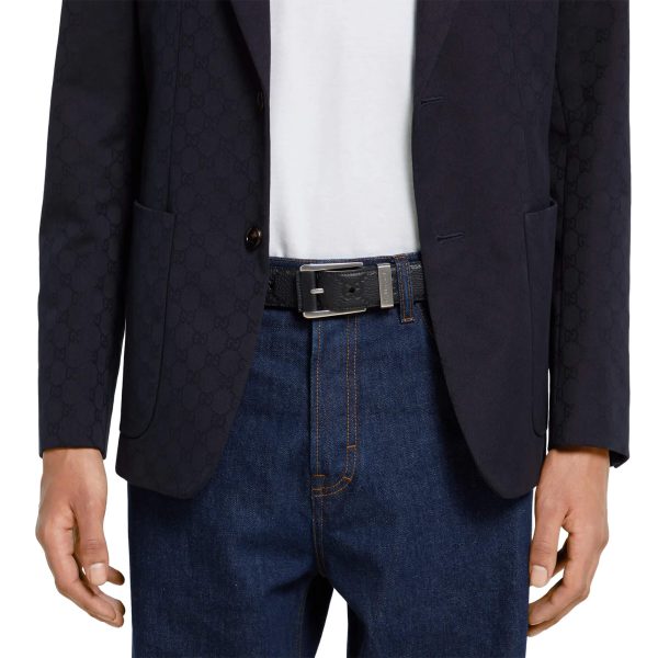 Gucci Embossed GG Belt With Squared Buckl - Image 3