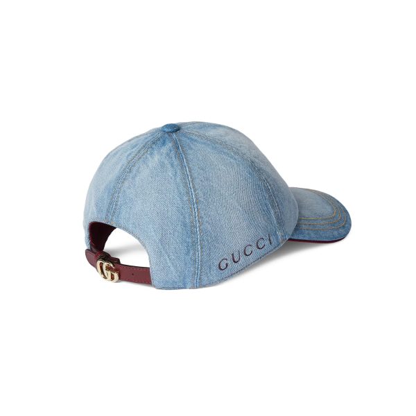 Gucci Denim Baseball Hat With Double G - Image 4