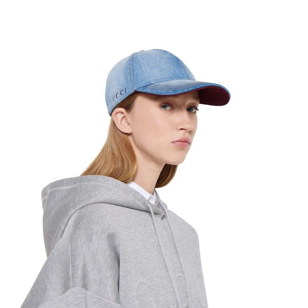 Gucci Denim Baseball Hat With Double G - Image 5