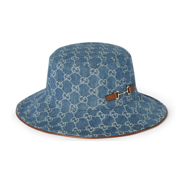 Gucci GG Denim Bucket Hat With Horsebit