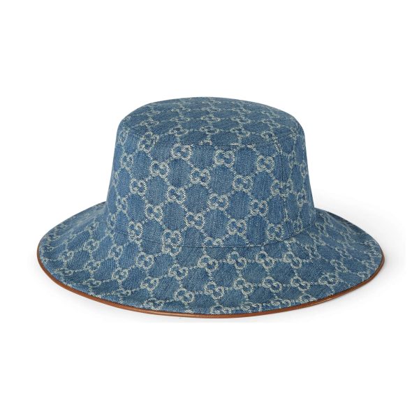 Gucci GG Denim Bucket Hat With Horsebit - Image 4