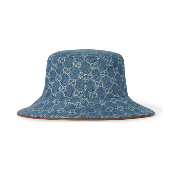 Gucci GG Denim Bucket Hat With Horsebit - Image 2