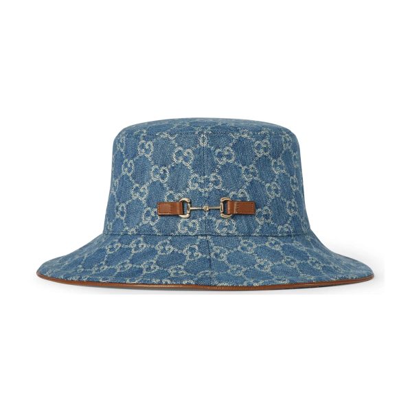 Gucci GG Denim Bucket Hat With Horsebit - Image 3