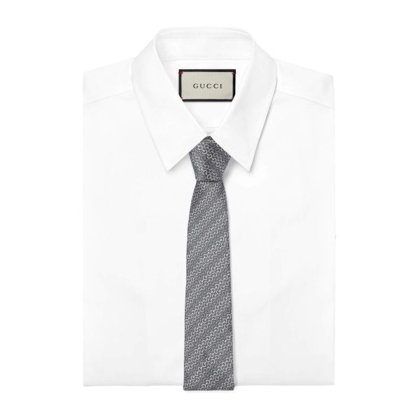 Gucci Horsebit Silk Jacquard Tie - Image 2