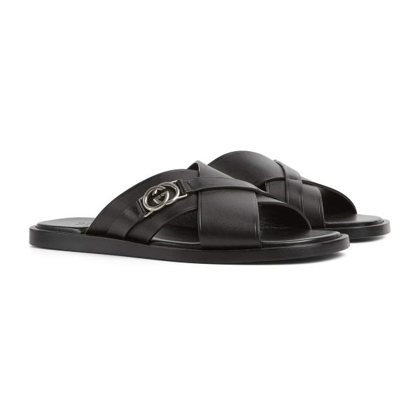 Gucci Men's Slide Sandal With Interlocking G