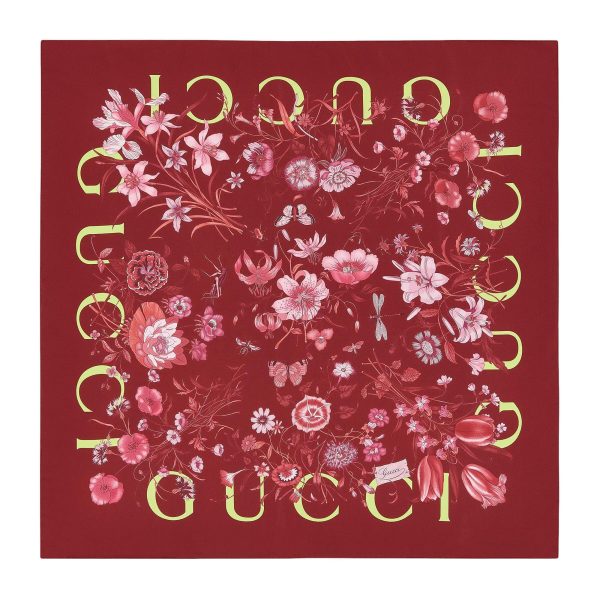 Gucci Printed Flora Silk Twill Carré - Image 2