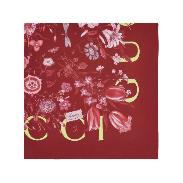 Gucci Printed Flora Silk Twill Carré