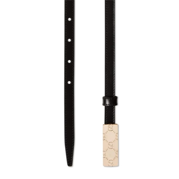 Gucci Thin Belt With Plaque Buckle - Image 2