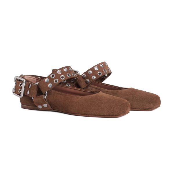 Alaïa Biker Ballet Flats In Suede