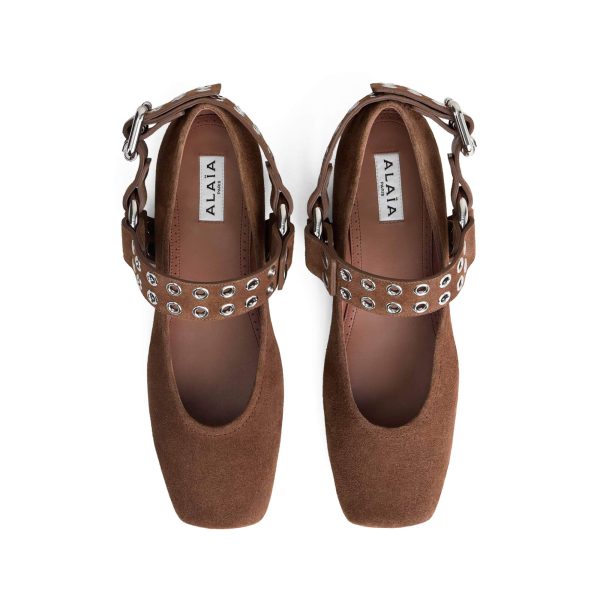 Alaïa Biker Ballet Flats In Suede - Image 3