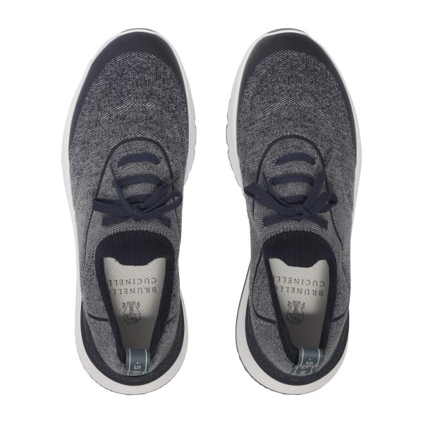 Brunello Cucinelli Knitted Lace-up Sneakers - Image 4