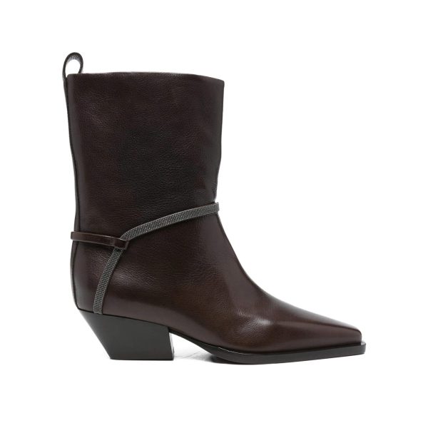 Brunello Cucinelli Leather Cowboy Boots - Image 2