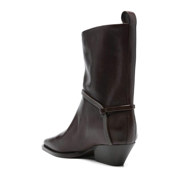 Brunello Cucinelli Leather Cowboy Boots - Image 3