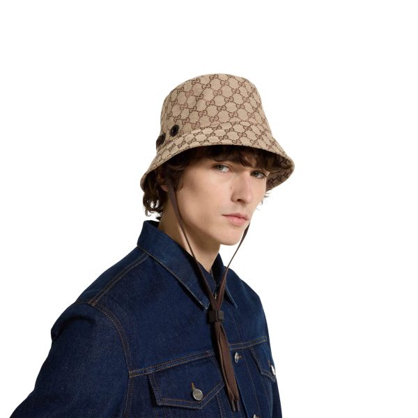 Gucci GG Canvas Bucket Hat With Tie - Image 4