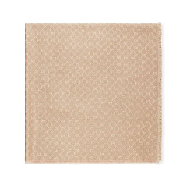 Gucci Printed GG Cotton Wool Lamé Shawl