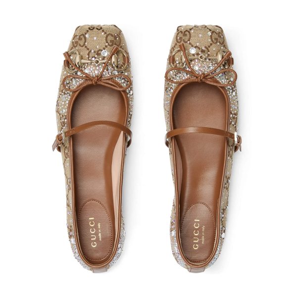 Gucci Women's GG Crystal Horsebit Ballet Flat - Image 3