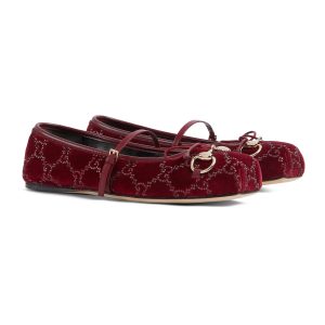 Gucci Women's GG Crystal Horsebit Ballet Flat