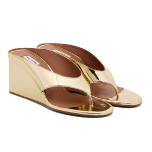 Alaïa Cube Thong Mules In Mirror Fabric