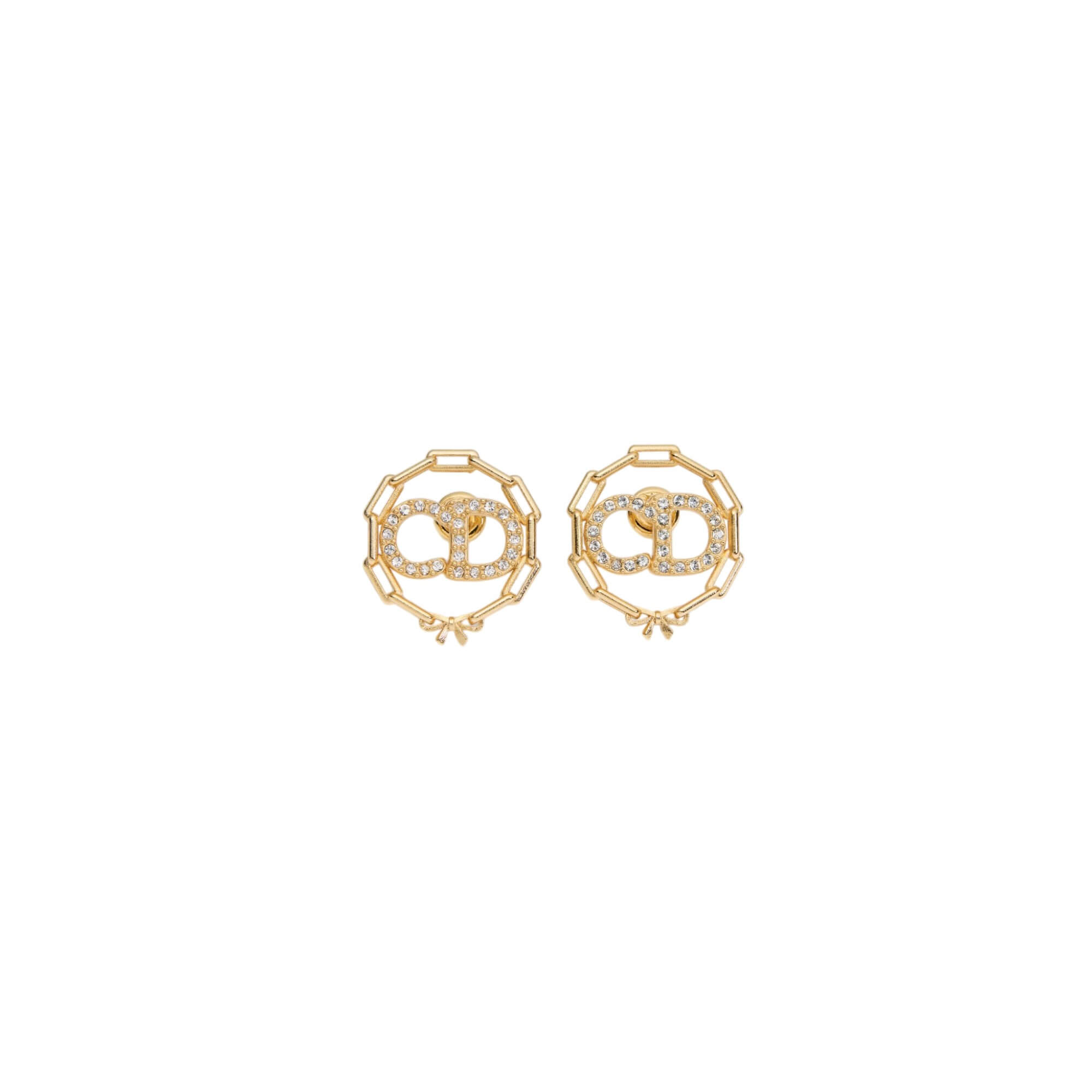 Dior CD Circle Chain Stud Earrings at Enigma Boutique